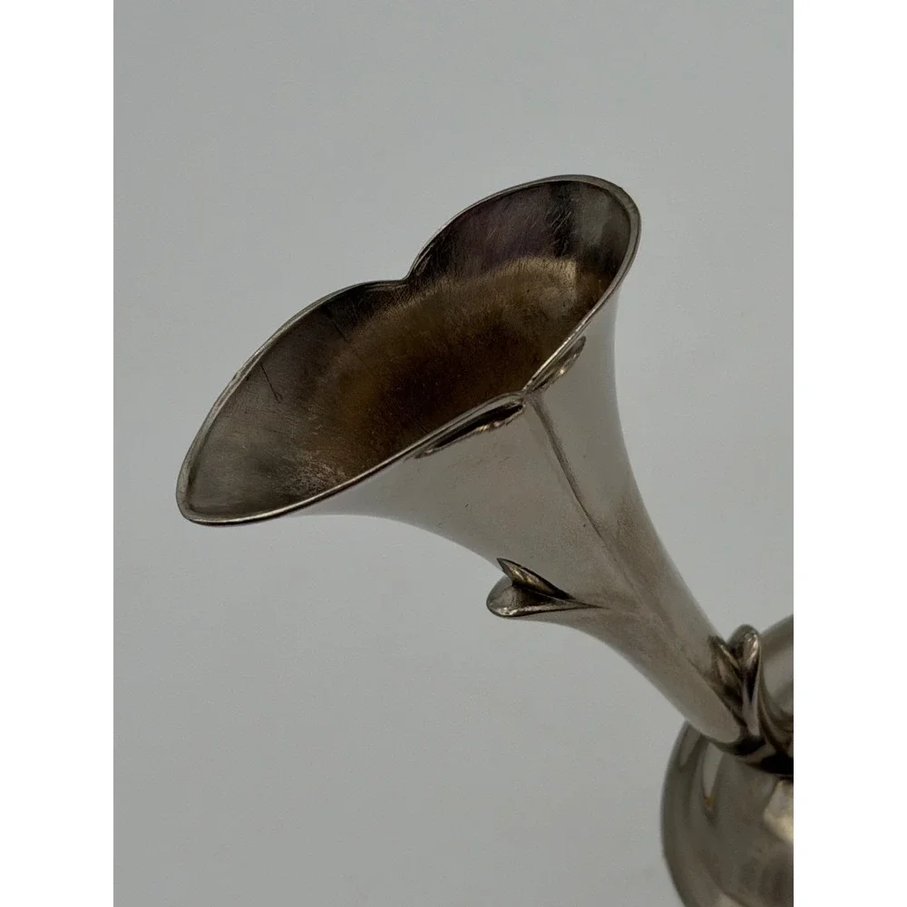 Vintage Calla Lily Bud Vase Silver Tone Metal Art Nouveau Style Floral 5 Inch